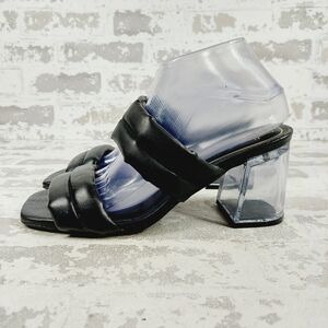 NEW Offline Jolene-Clear Block Heel Sandal Black Shoes D220